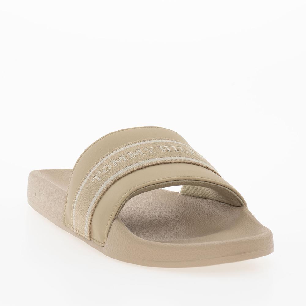 Klapky Tommy Hilfiger Poolside With Webbing Slide FW0FW08529-ACC - béžové