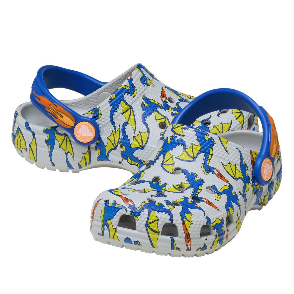 Klapky Crocs Toddler Classic Dragon Graphic Clog 212514-1FT - šedý