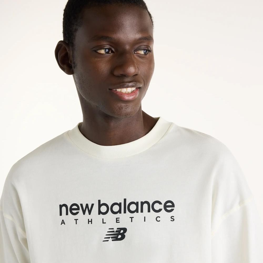 Pánske tričko New Balance Sport Linear Graphic MT62J91SAGA - biele