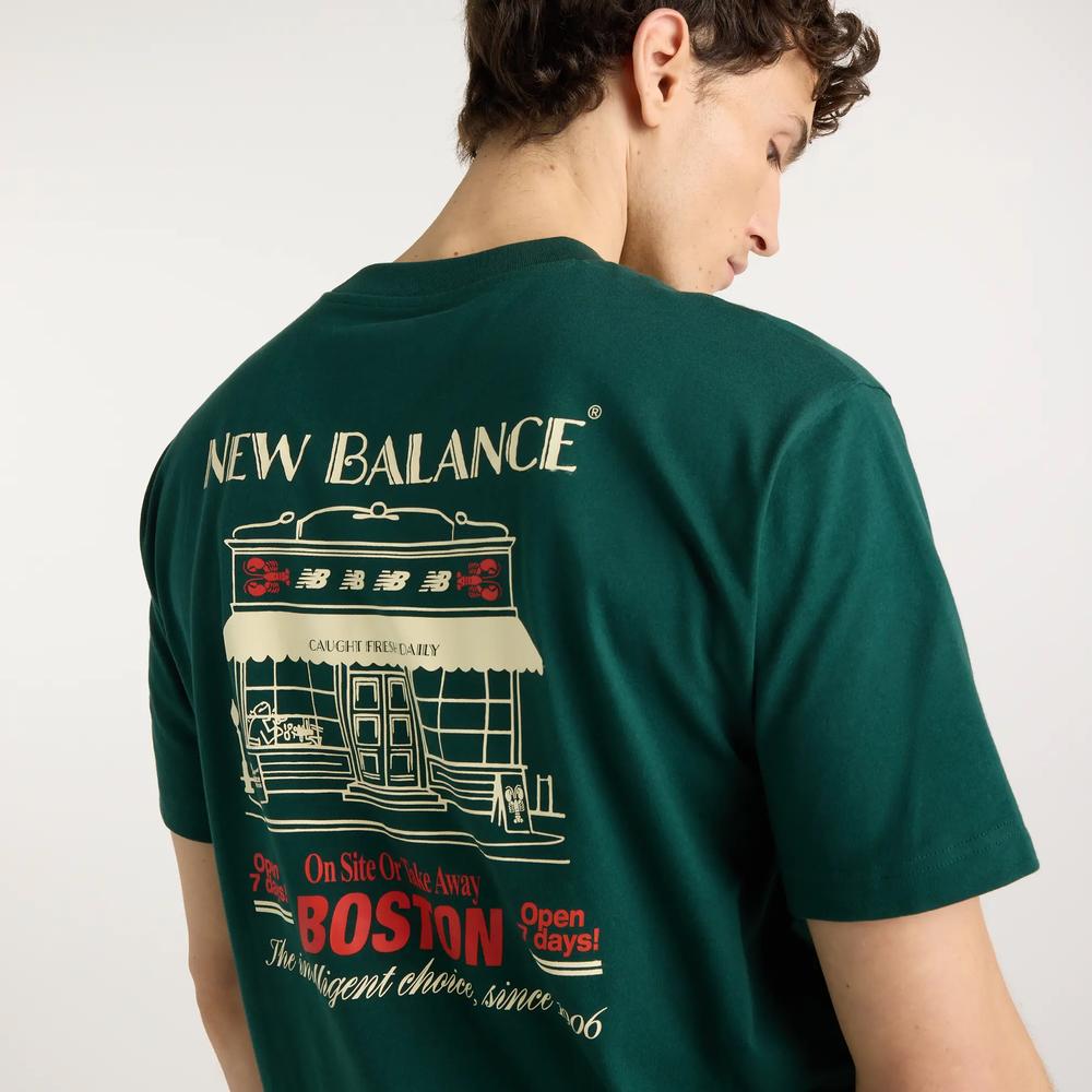 Pánske tričko New Balance Grab a Bite Boston MT62S7YPNOG - zelené