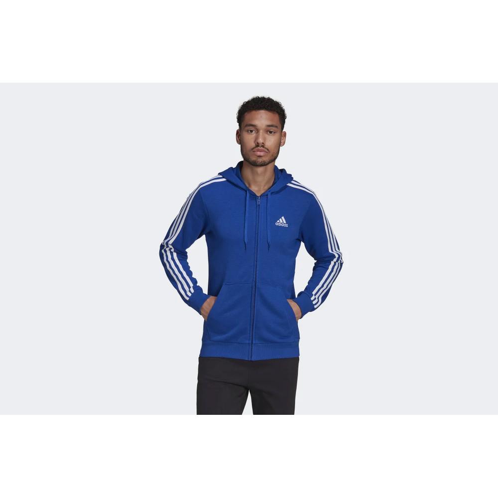 Blúza adidas Essentials French Terry 3-Stripes Full-Zip Hoodie HE4427 - tmavomodré