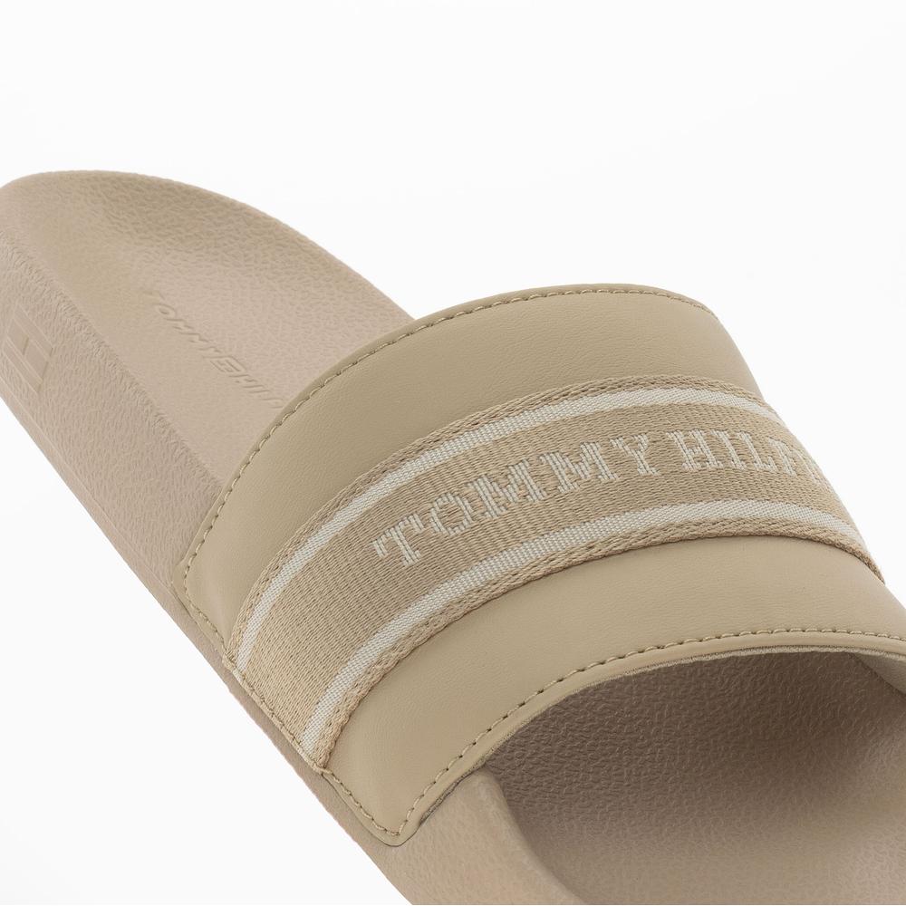 Klapky Tommy Hilfiger Poolside With Webbing Slide FW0FW08529-ACC - béžové