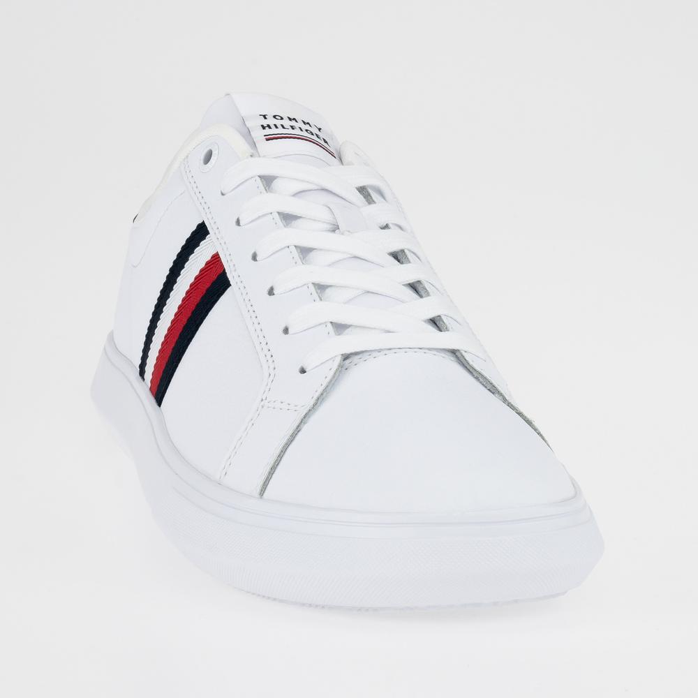 Topánky Tommy Hilfiger Corporate Leather Cup Stripes FM0FM04732-YBS - biele