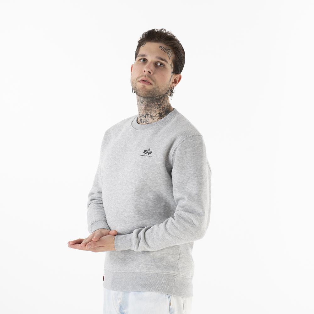 Blúza Alpha Industries Basic Sweater Small Logo 18830717 - šedý