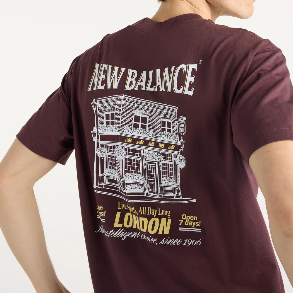 Pánske tričko New Balance Grab  Bite London MT62B9LIYLR - bordóvé