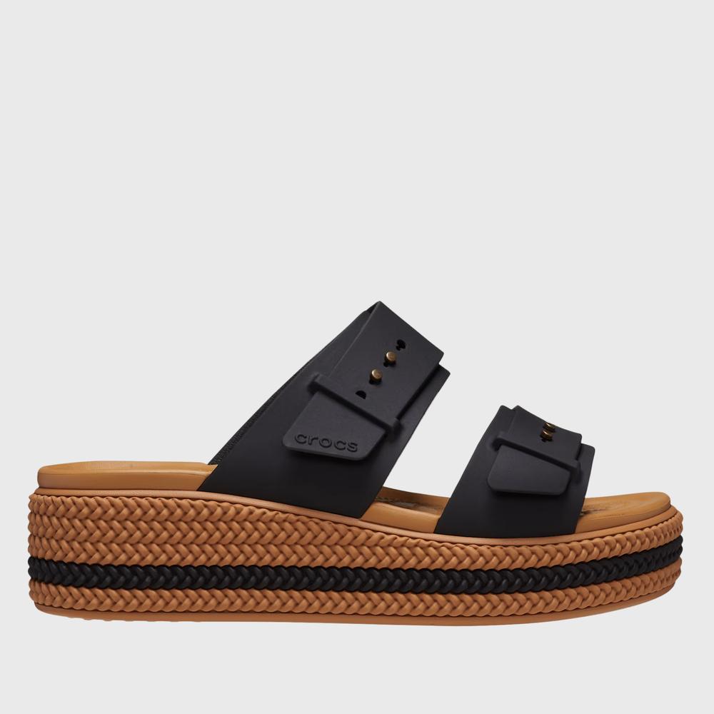 Klapky Crocs Brooklyn Woven Buckle Low Wedge 209978-001 - čierne