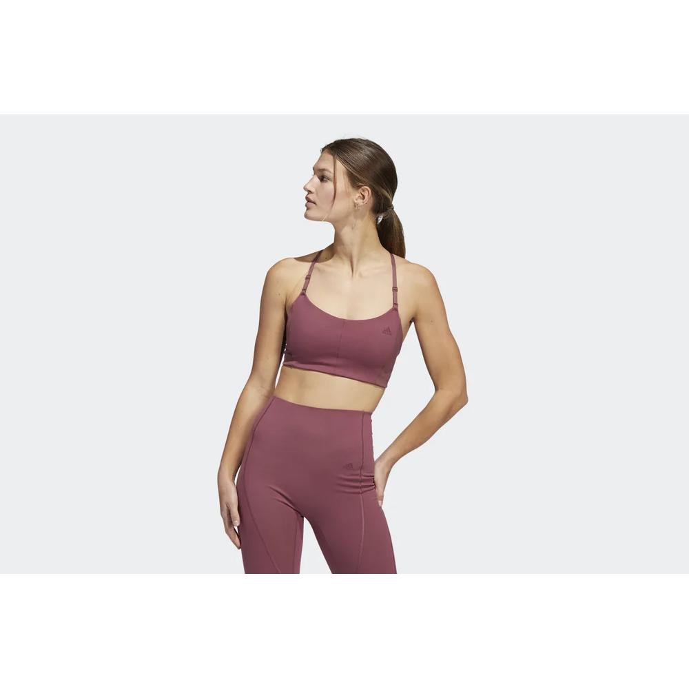 Športové podprsenky adidas  Yoga Studio Light-Support 3-Stripes HC7941 - ružové