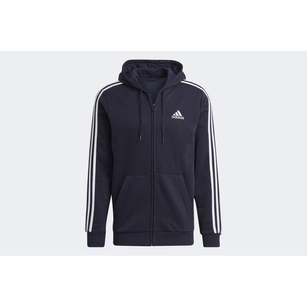 Blúza adidas Essentials Fleece 3-Stripes Full-Zip Hoodie GK9053 - tmavomodré