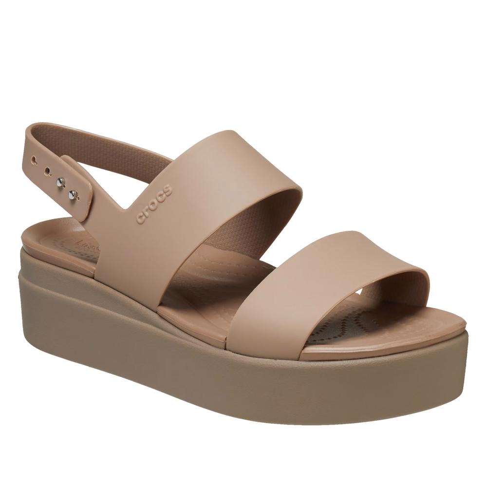 Klapky Crocs Brooklyn Low Wedge 206453-2EL - béžové
