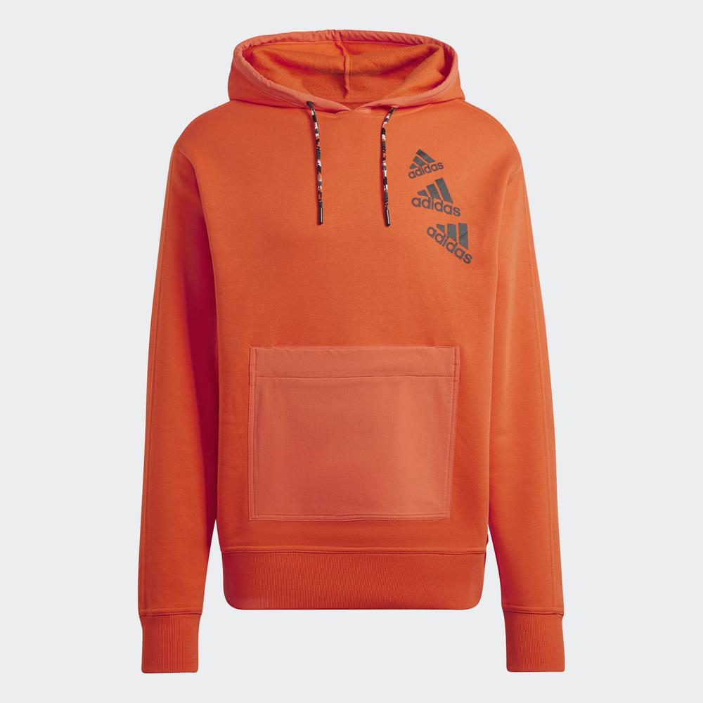 Blúza adidas Essentials BrandLove Fleece Hoodie HL9385 - pomarančové