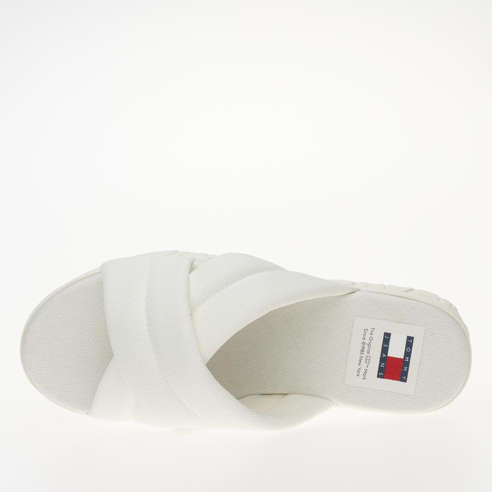 Klapky Tommy Jeans Lettering Flatform EN0EN02465-YBL - biele