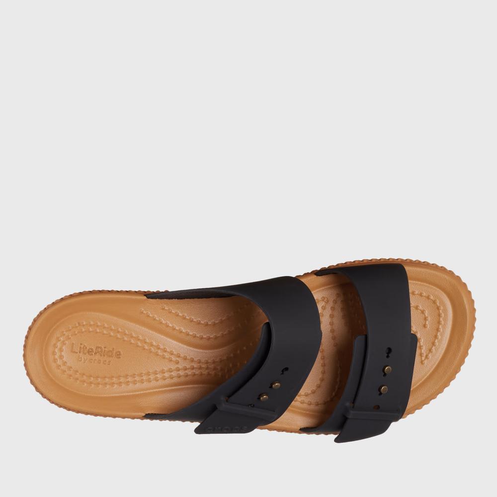 Klapky Crocs Brooklyn Woven Buckle Low Wedge 209978-001 - čierne