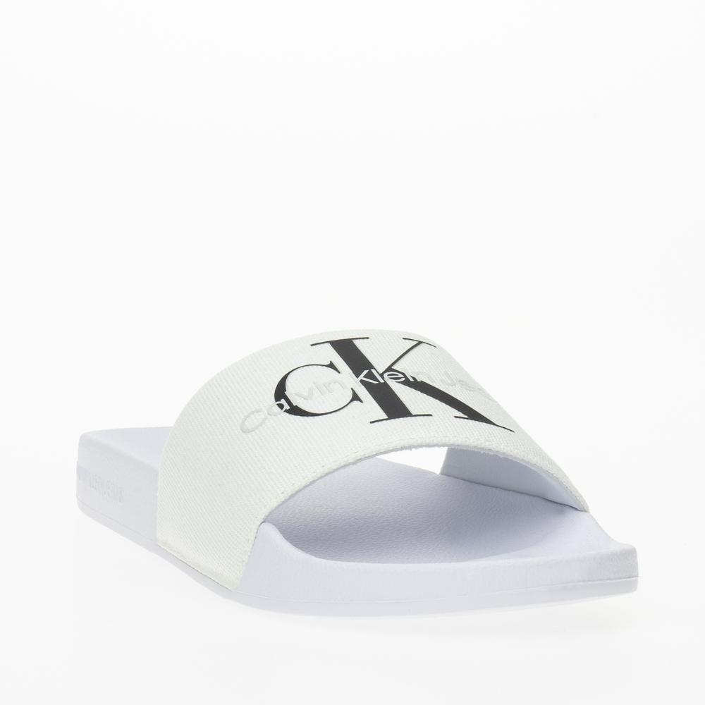 Klapky Calvin Klein Slide Monogram CO YW0YW00103-01W - biele