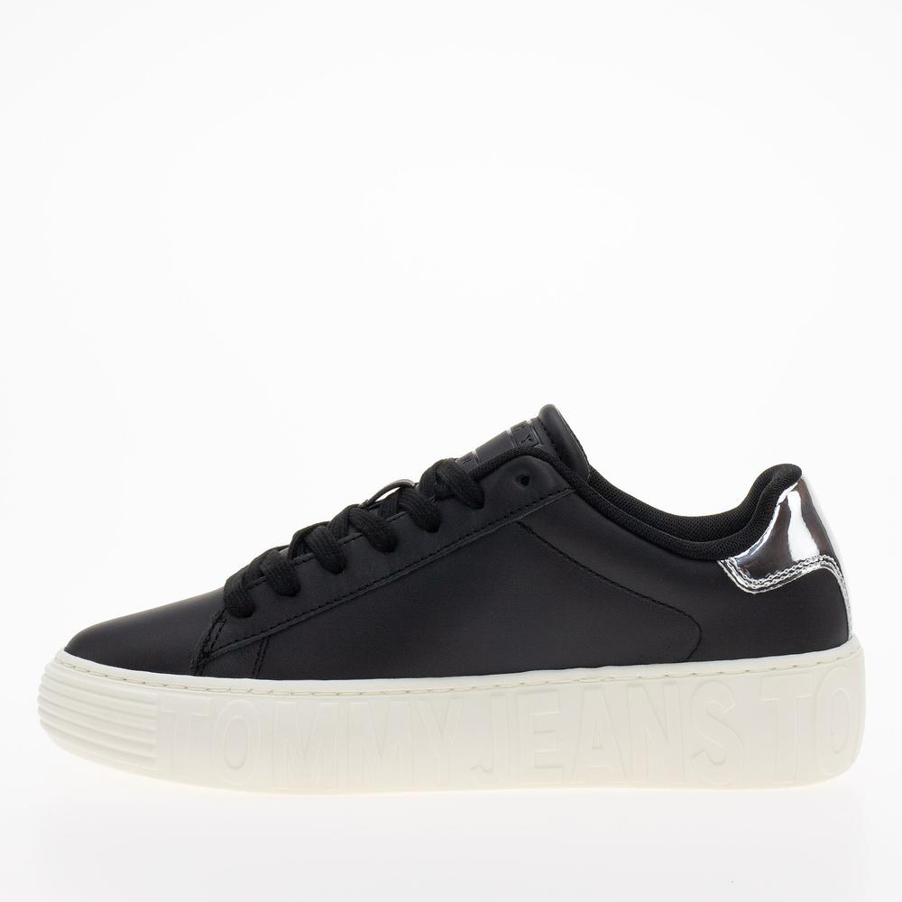 Topánky Tommy Jeans TJW New Cupsole Leath LC EN0EN02273-BDS - čierne
