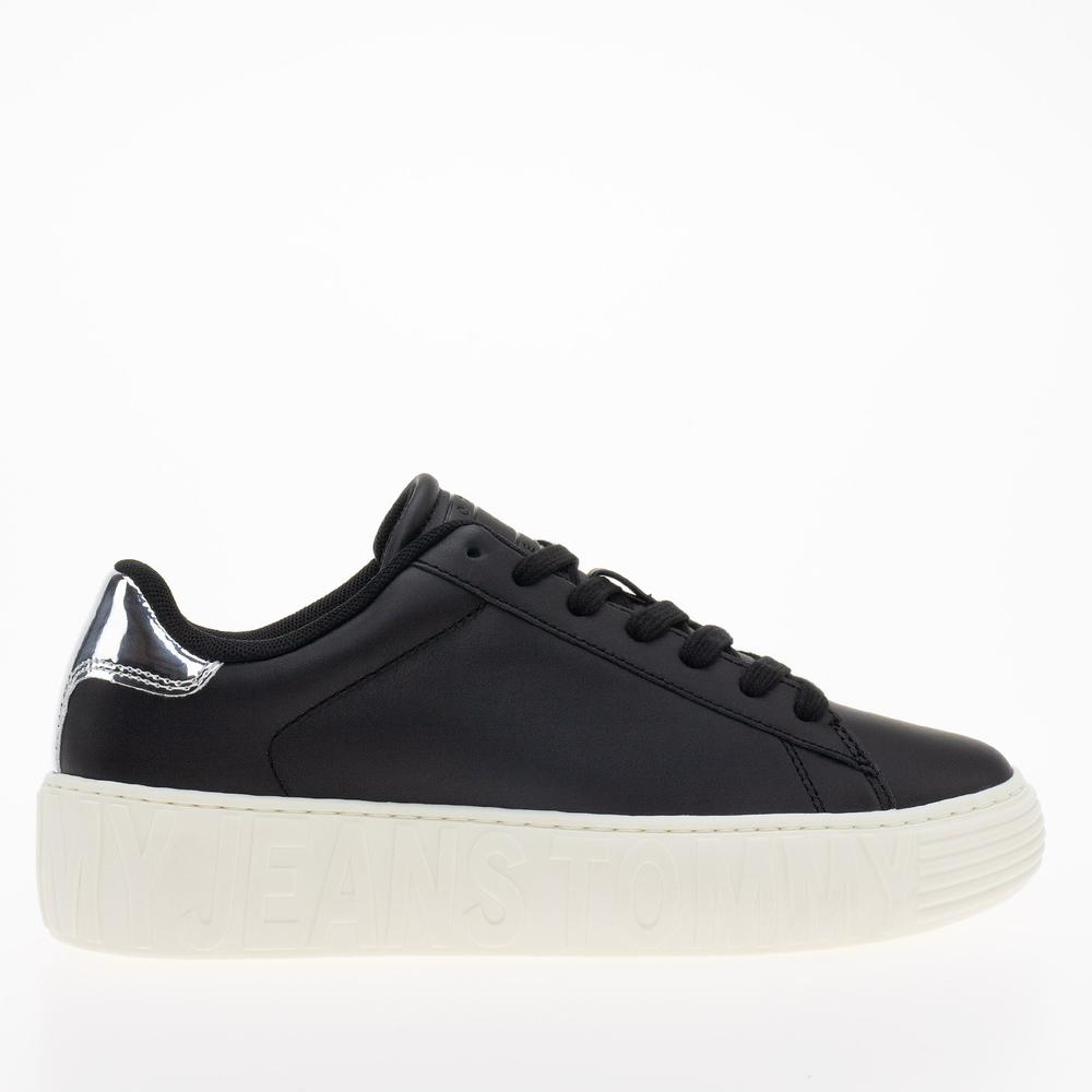 Topánky Tommy Jeans TJW New Cupsole Leath LC EN0EN02273-BDS - čierne