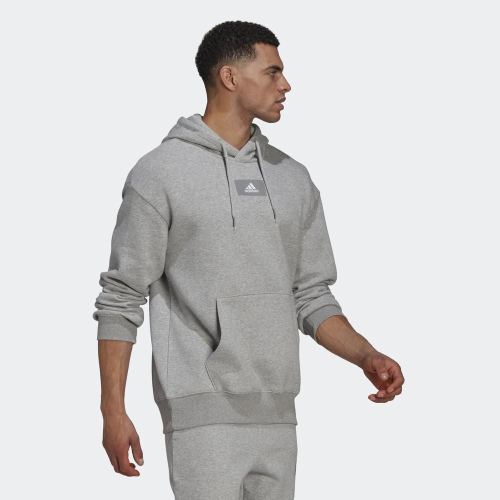 Blúza adidas Essentials Feelvivid Cotton Fleece Drop Shoulder Hoodie HK2830 - šedý