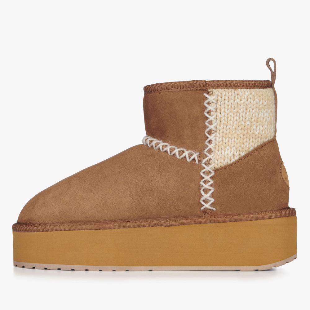 Topánky Emu Australia Stinger Knit Flatform W13143CHES - hnedé