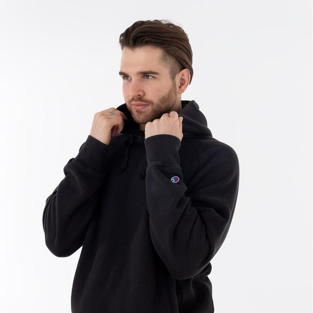 Blúza Waffle Insert Reverse Weave Hoodie 218643-KK001 - čierne 