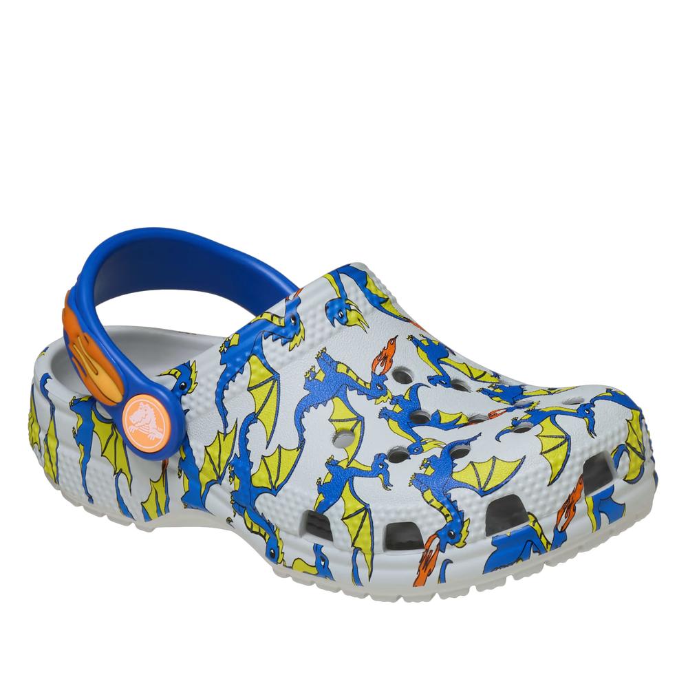 Klapky Crocs Toddler Classic Dragon Graphic Clog 212514-1FT - šedý