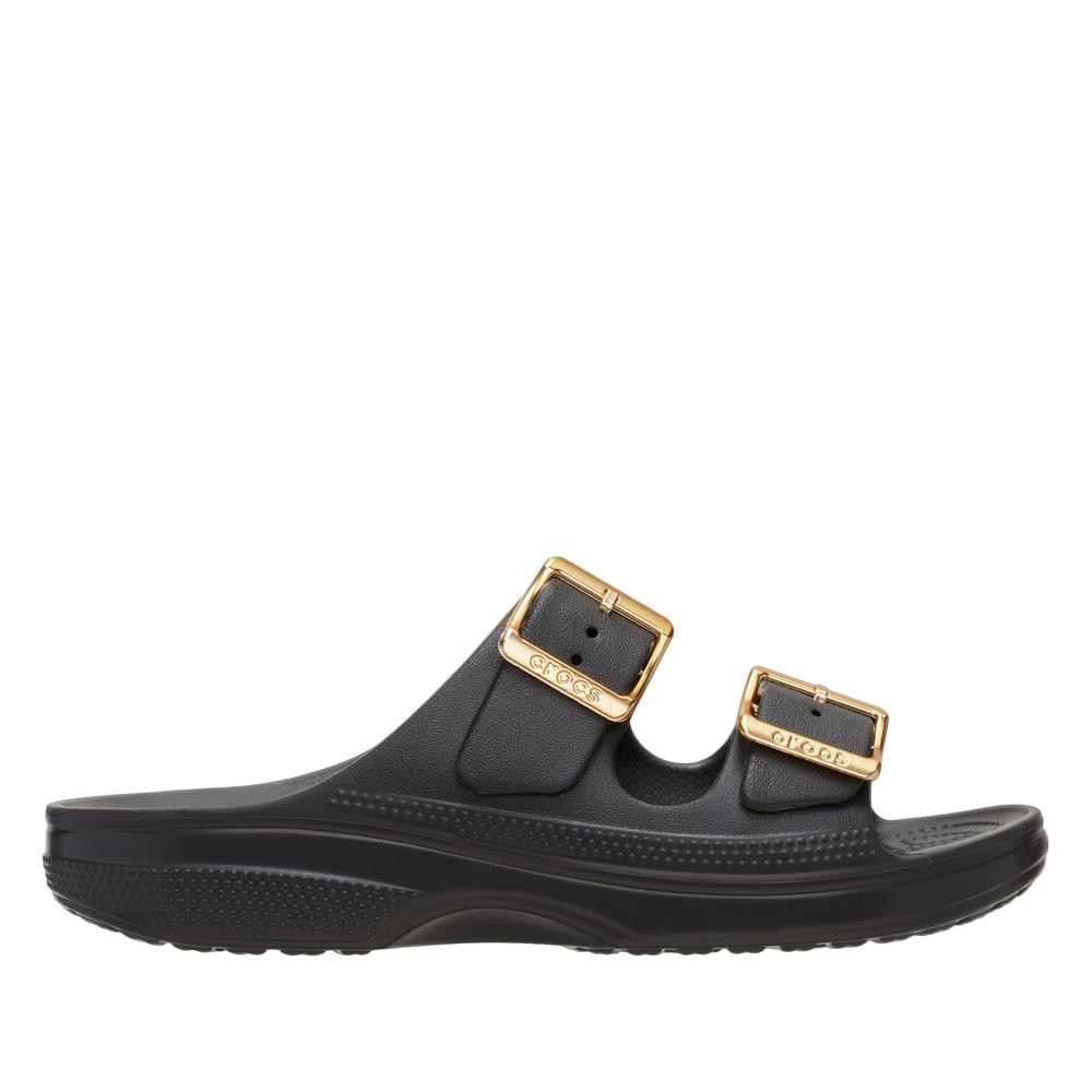 Dámske klapky Crocs Metallic Buckle Saturday 213316-001 - čierne