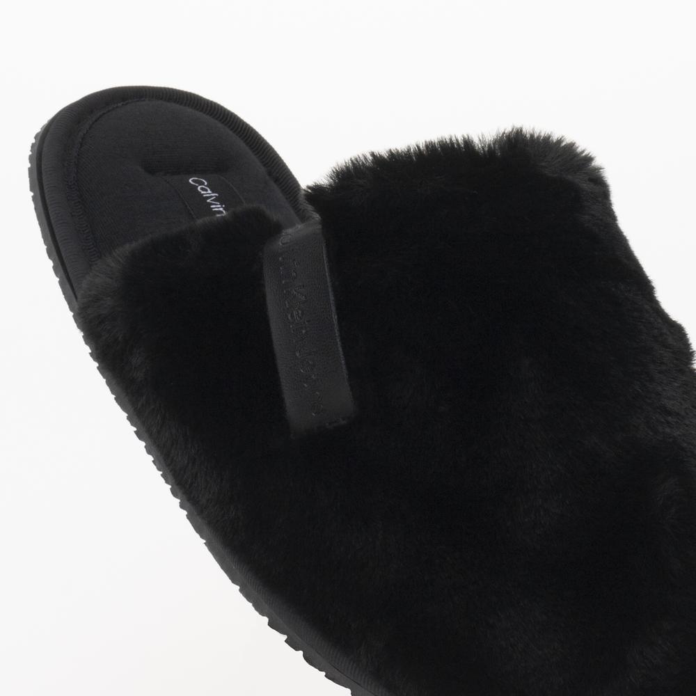 Topánky Calvin Klein Hotel Slipper Fur After Glow YW0YW01593-0GJ - čierne