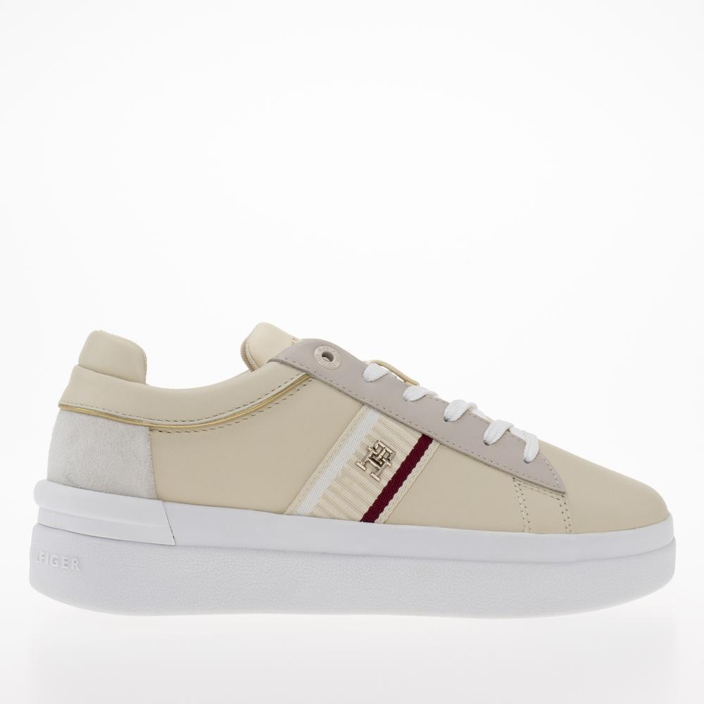 Topánky Tommy Hilfiger Corp Webbing Court Sneaker FW0FW07387-AA8 - béžové