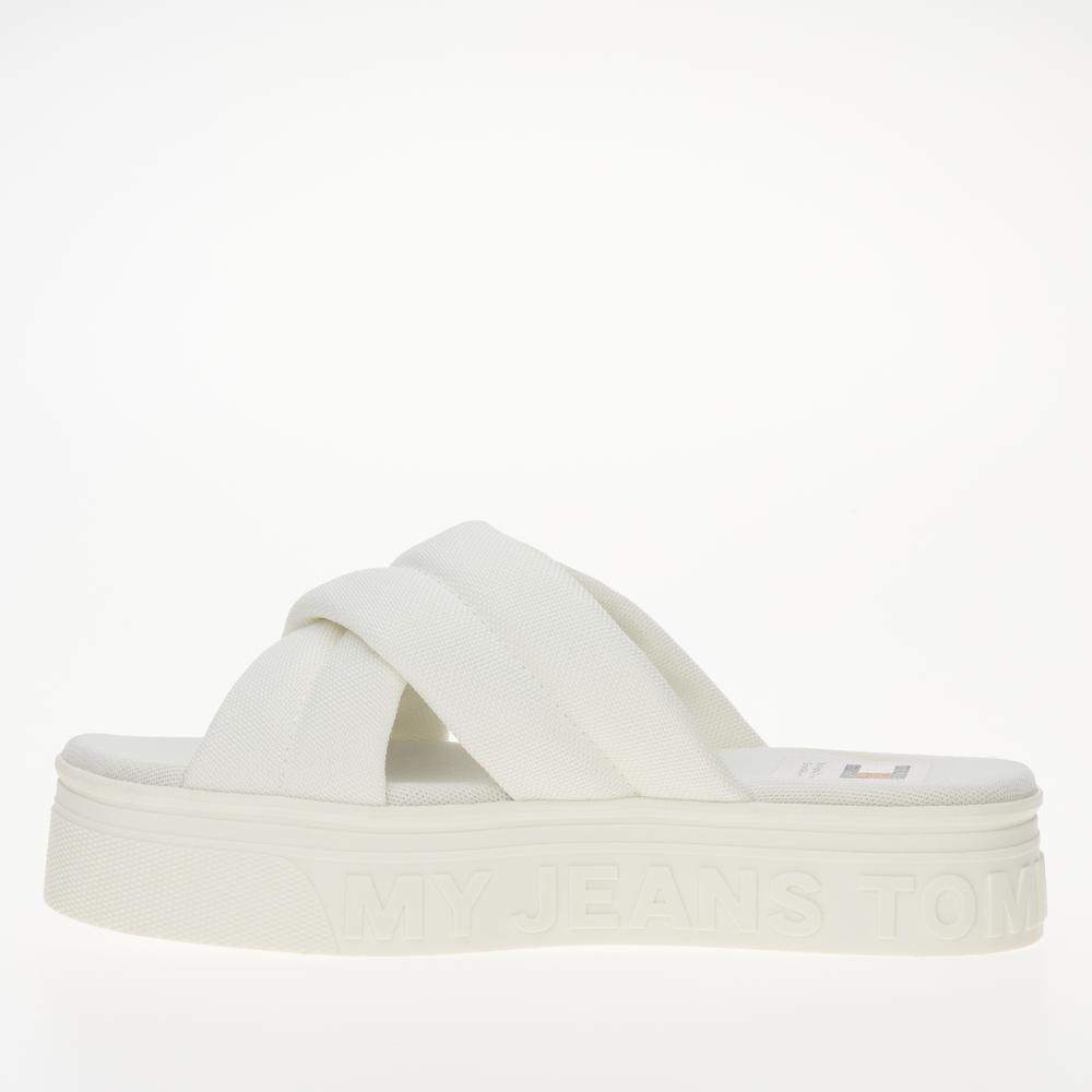 Klapky Tommy Jeans Lettering Flatform EN0EN02465-YBL - biele