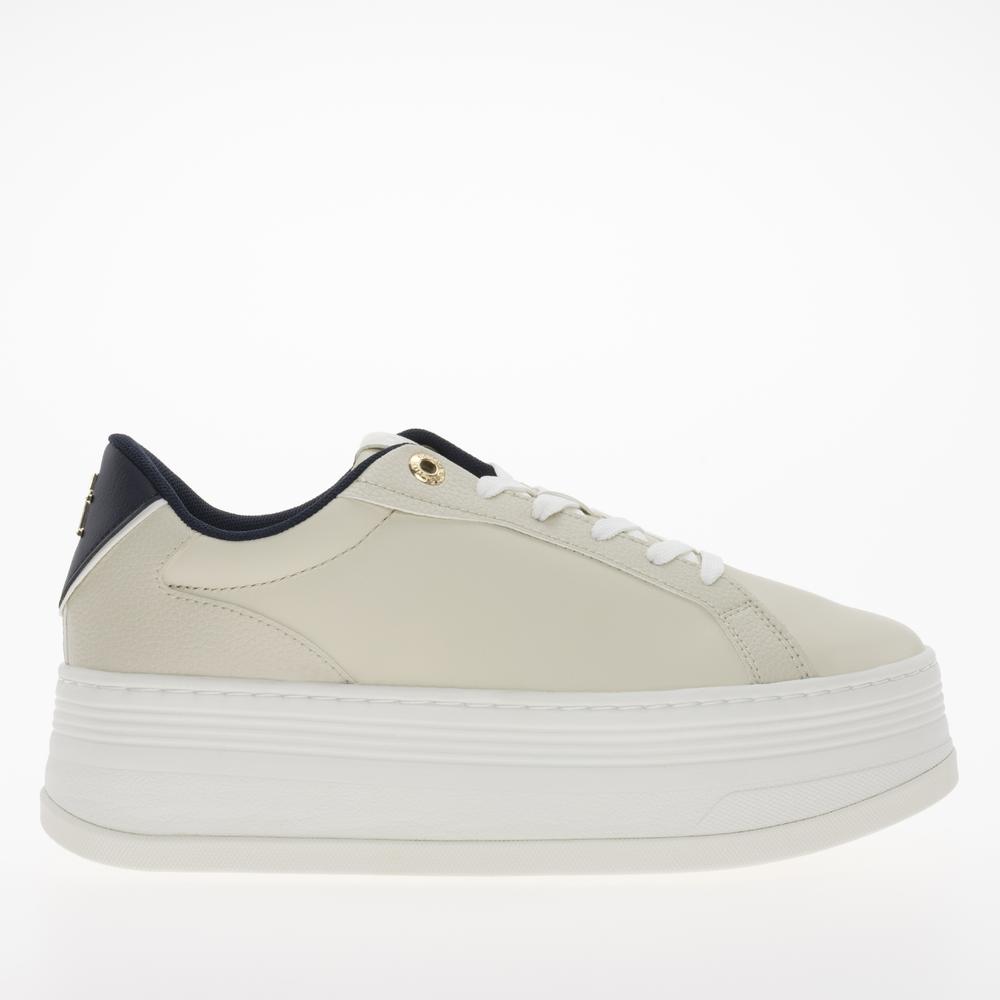 Topánky Tommy Jeans Platform Sneaker Triangle FW0FW08115-ACG - béžové