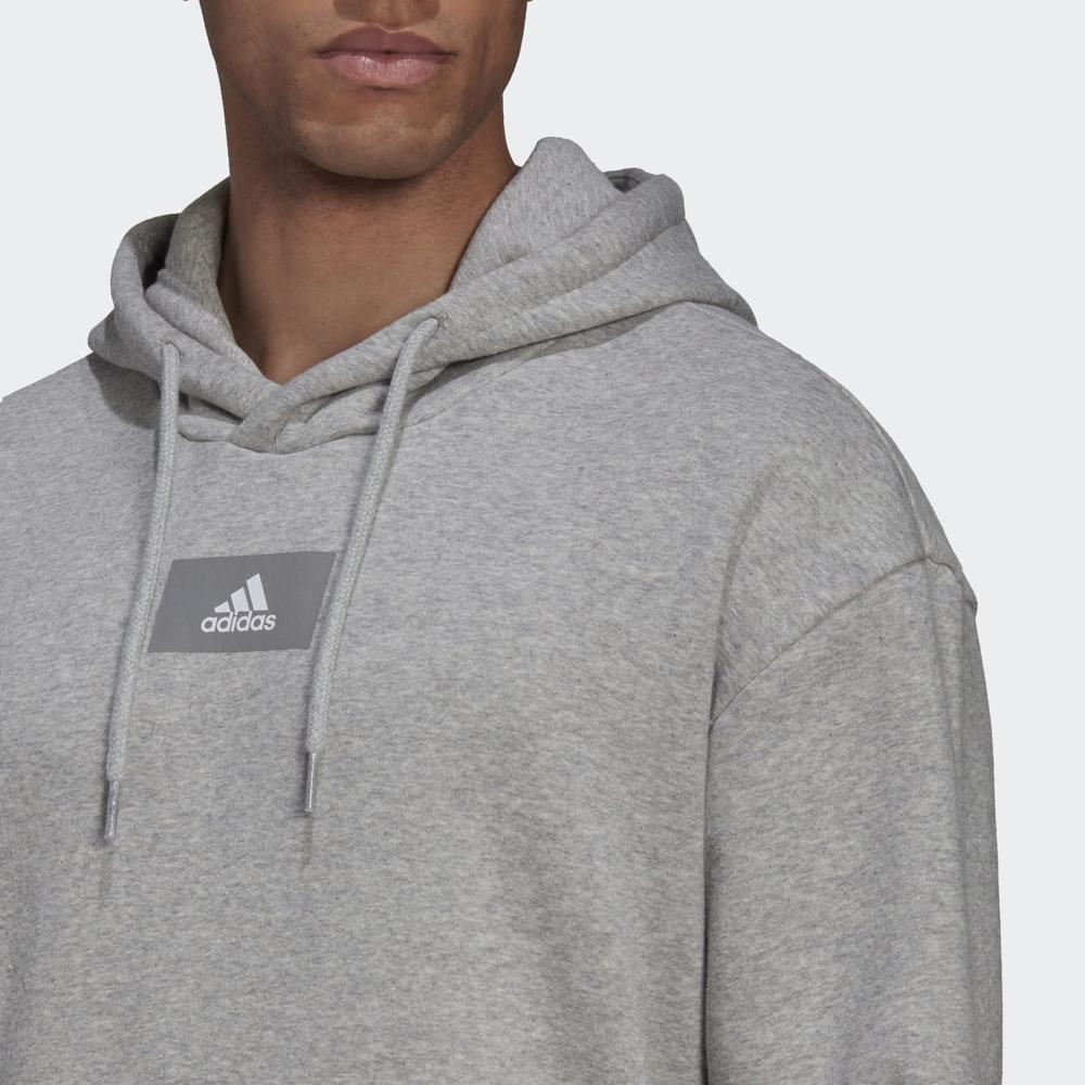 Blúza adidas Essentials Feelvivid Cotton Fleece Drop Shoulder Hoodie HK2830 - šedý