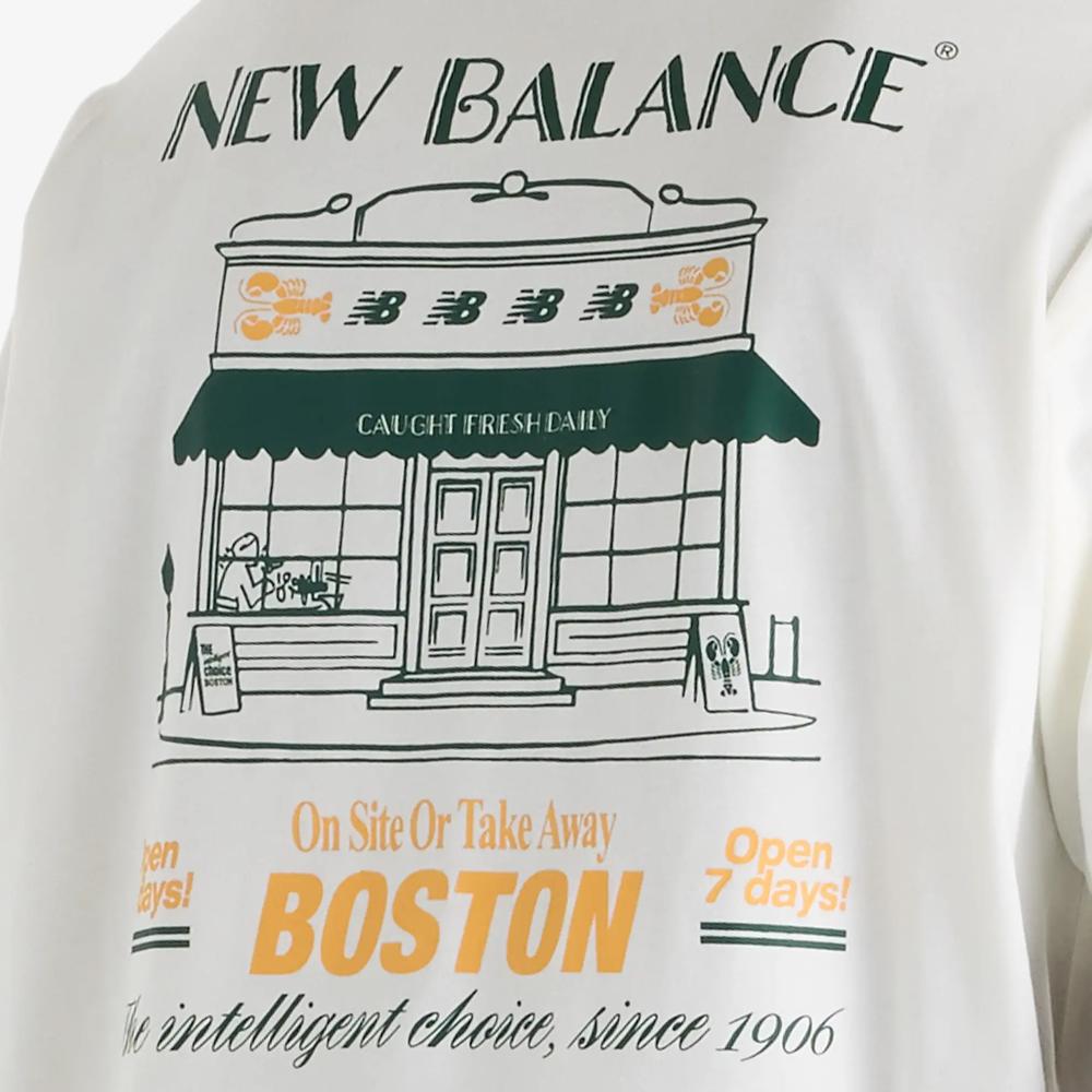 Pánske tričko New Balance Grab a Bite Boston MT62S7YPSST - biele