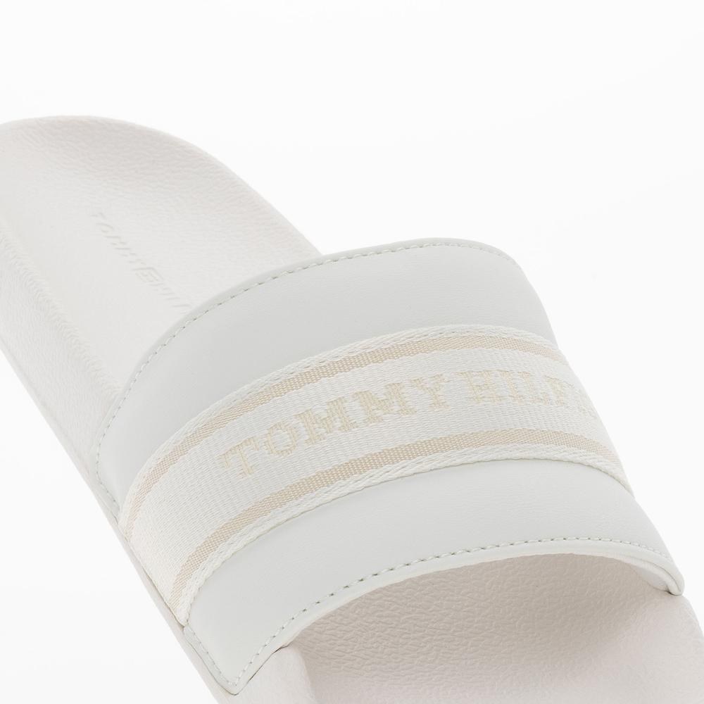 Klapky Tommy Hilfiger Poolside With Webbing Slide FW0FW08529-YBL - biele