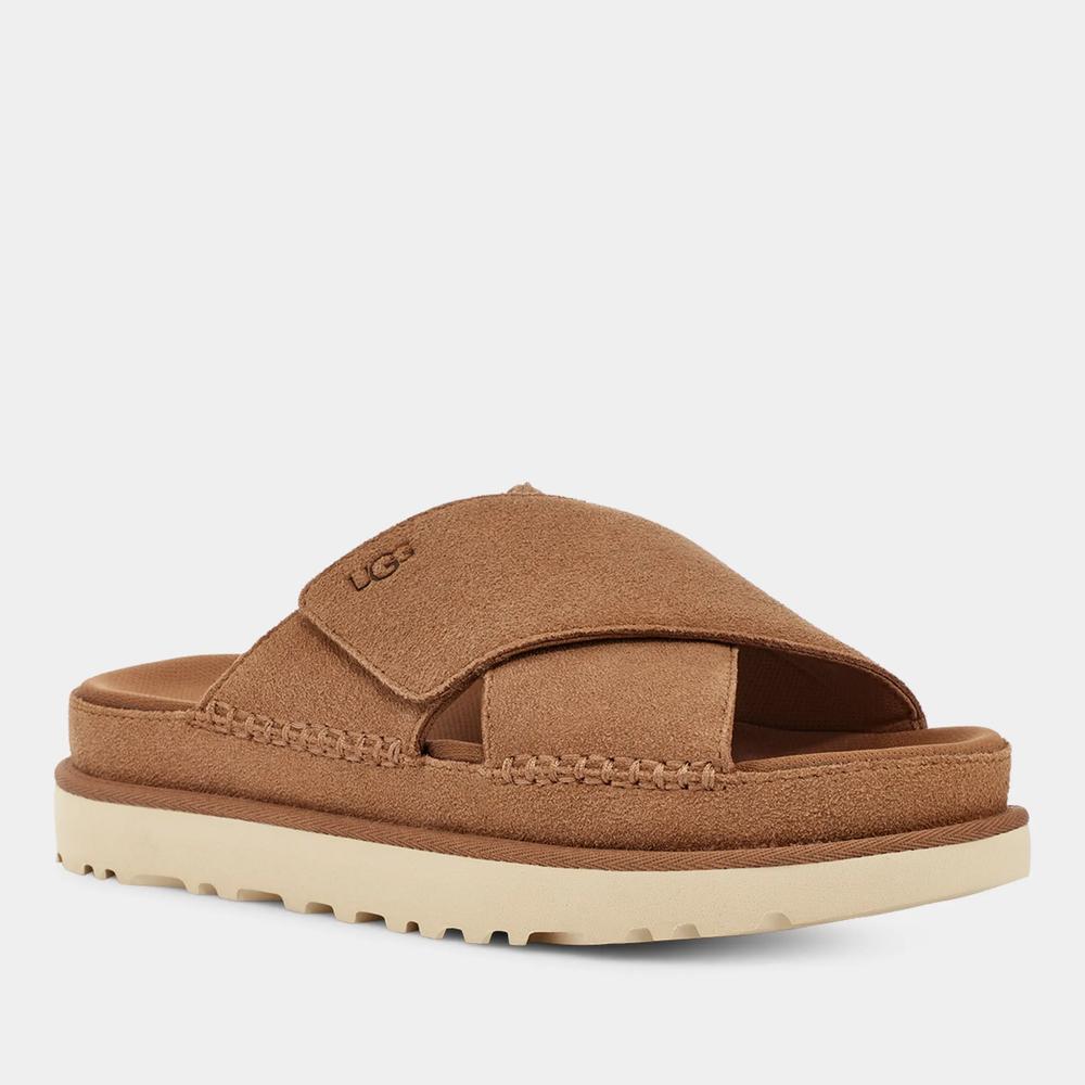 Klapky Ugg Goldenstar Cross Slide 1137910-CHE - hnedé