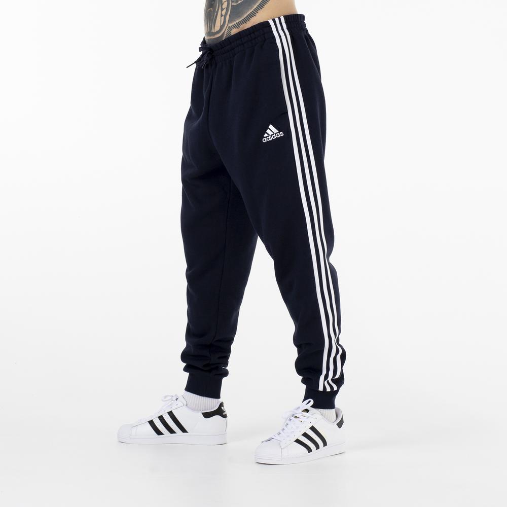 Nohavice adidas Essentials Fleece Fitted 3 Stripes GM1090 - tmavomodré