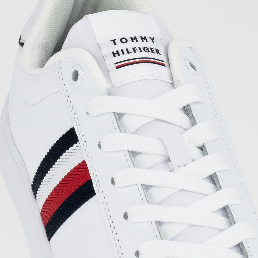 Topánky Tommy Hilfiger Corporate Leather Cup Stripes FM0FM04732-YBS - biele