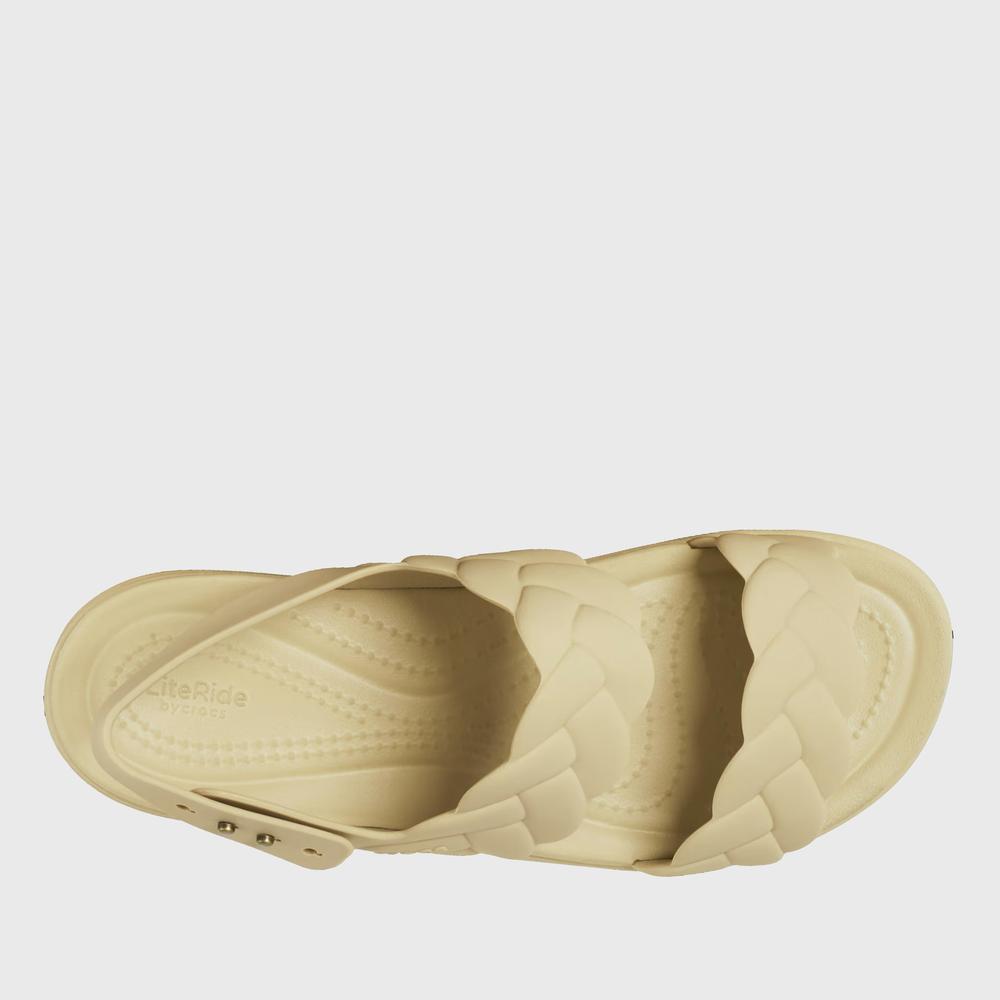 Klapky Crocs Brooklyn Woven Low Wedge 209977-212 - béžové