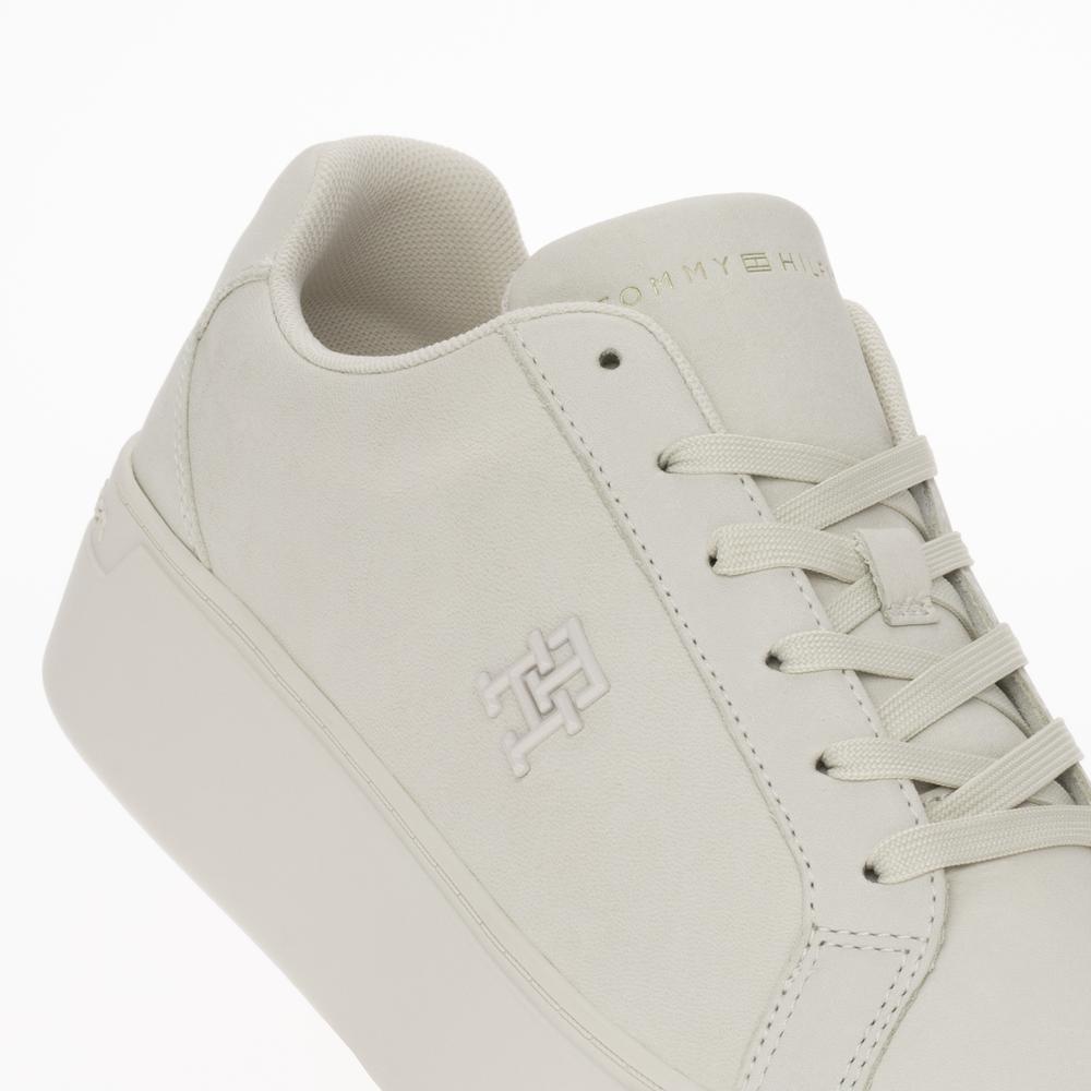 Topánky Tommy Hilfiger Nubuck Leather Platform Court FW0FW07912-YBL - béžové