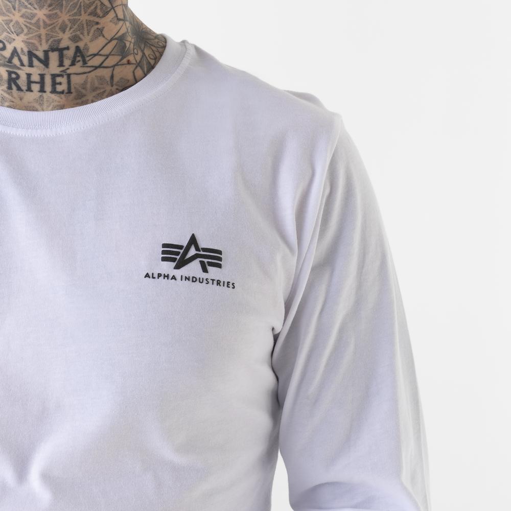 Tričko Alpha Industries Basic LS Small Logo 19851709 - biele