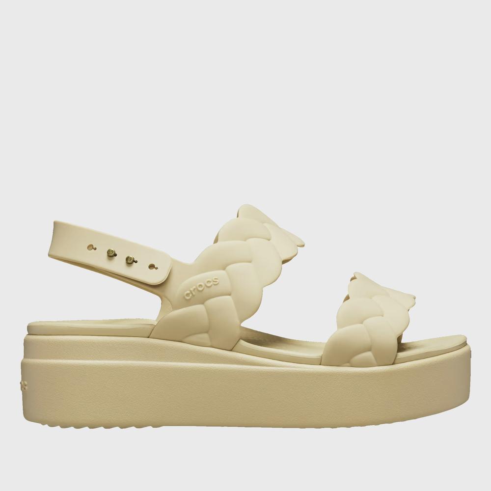 Klapky Crocs Brooklyn Woven Low Wedge 209977-212 - béžové