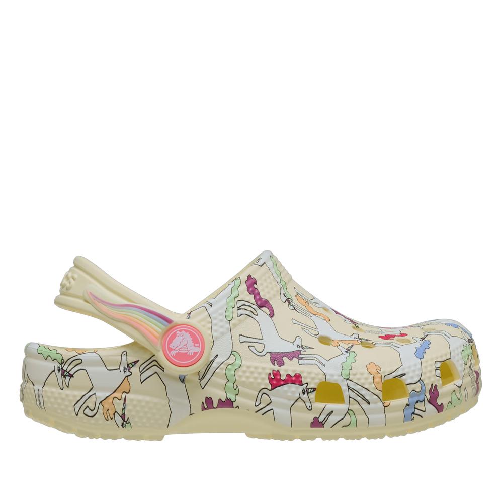 Klapky Crocs Classic Unicorn Graphic Clog 212515-7CJ - béžové