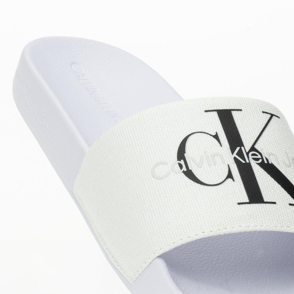 Klapky Calvin Klein Slide Monogram CO YW0YW00103-01W - biele