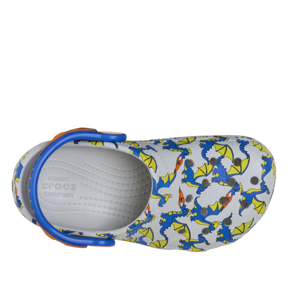 Klapky Crocs Toddler Classic Dragon Graphic Clog 212514-1FT - šedý