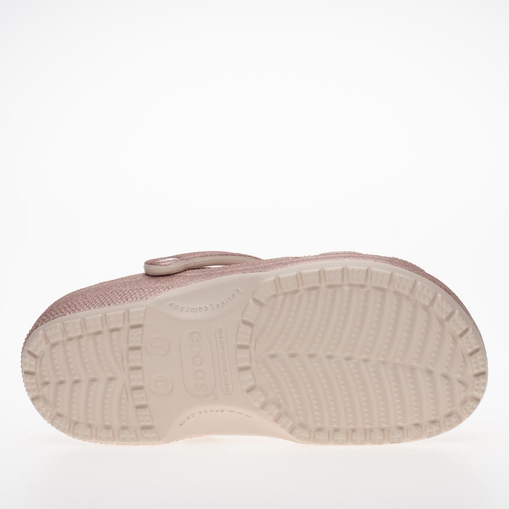 Klapky Crocs Classic Glitter Clog K 206993-6WV - ružové