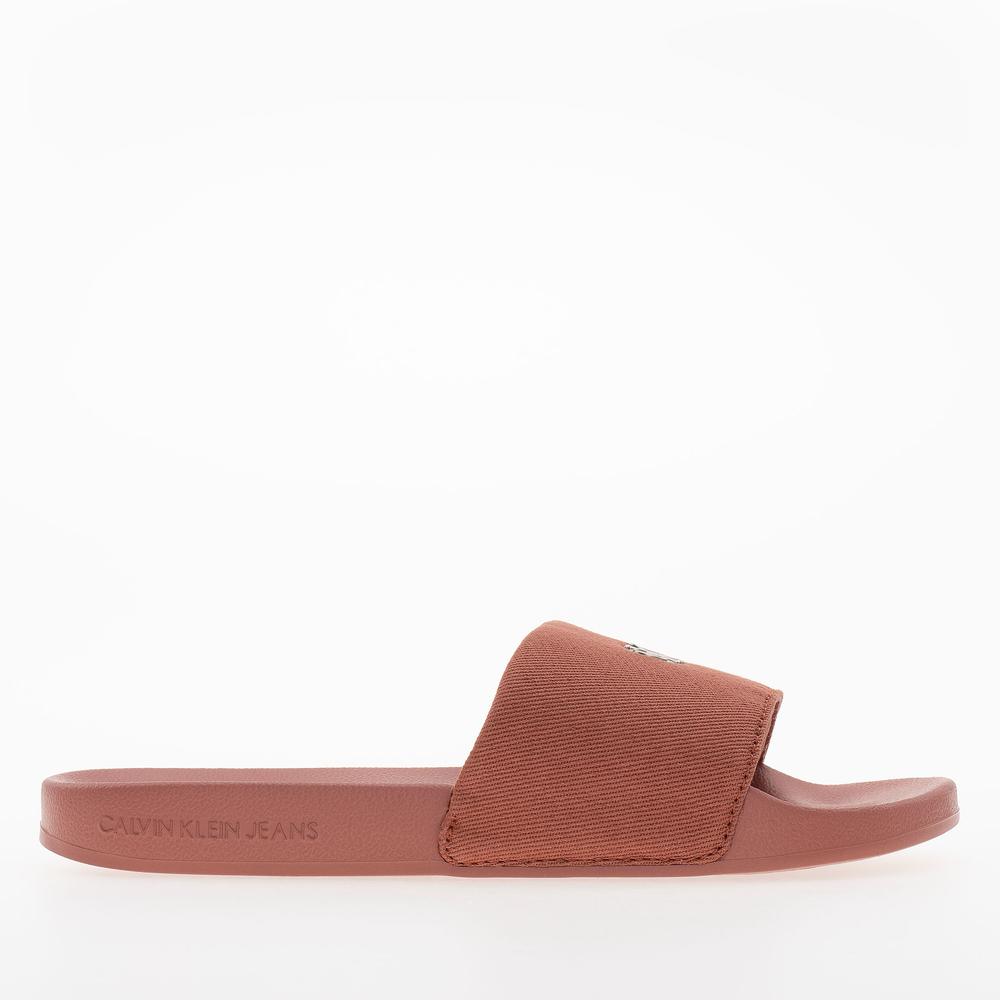 Klapky Calvin Klein Slide Monogram Hardware YW0YW01713-GAM - pomarančové