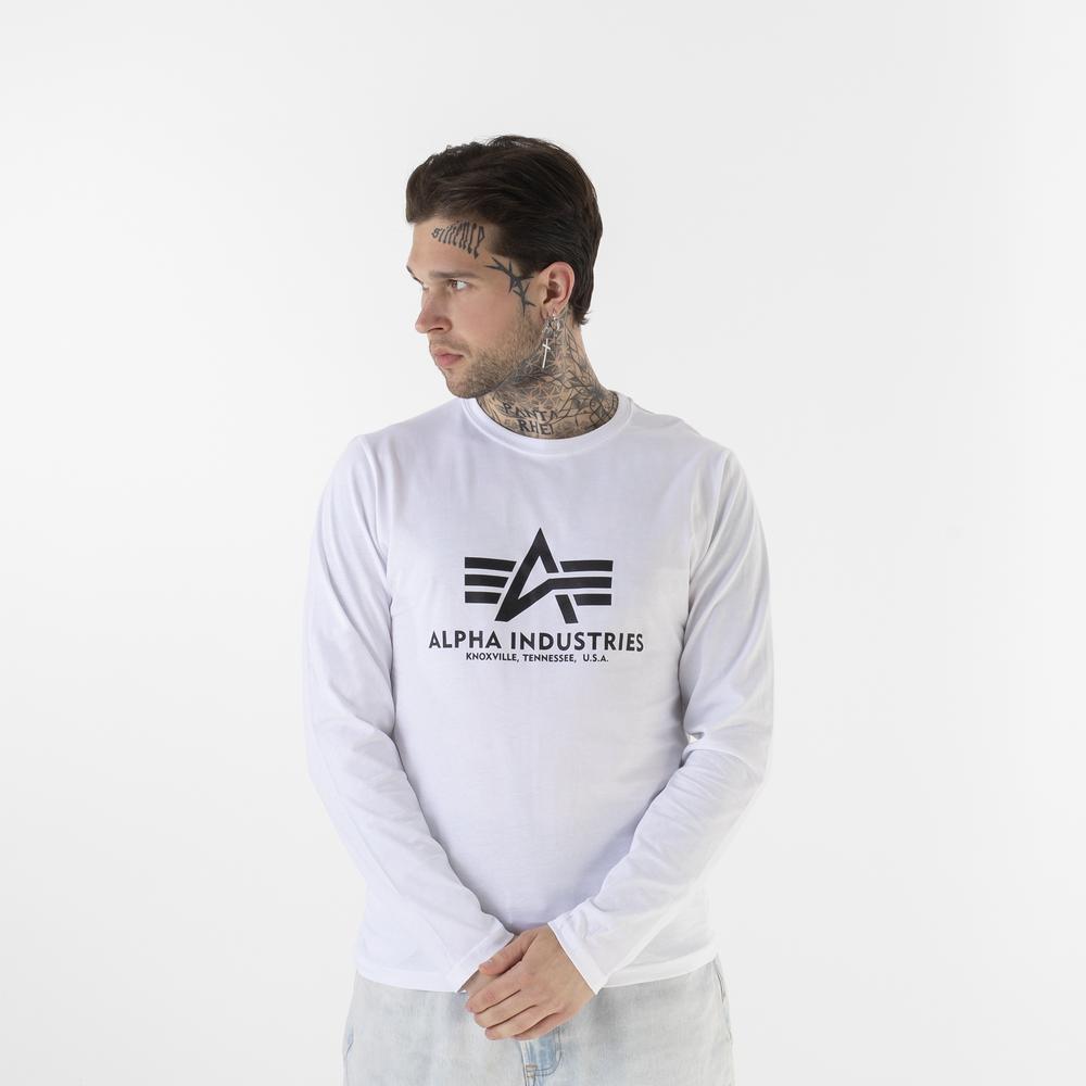 Tričko Alpha Industries Longsleeve Basic 10051009 - biele