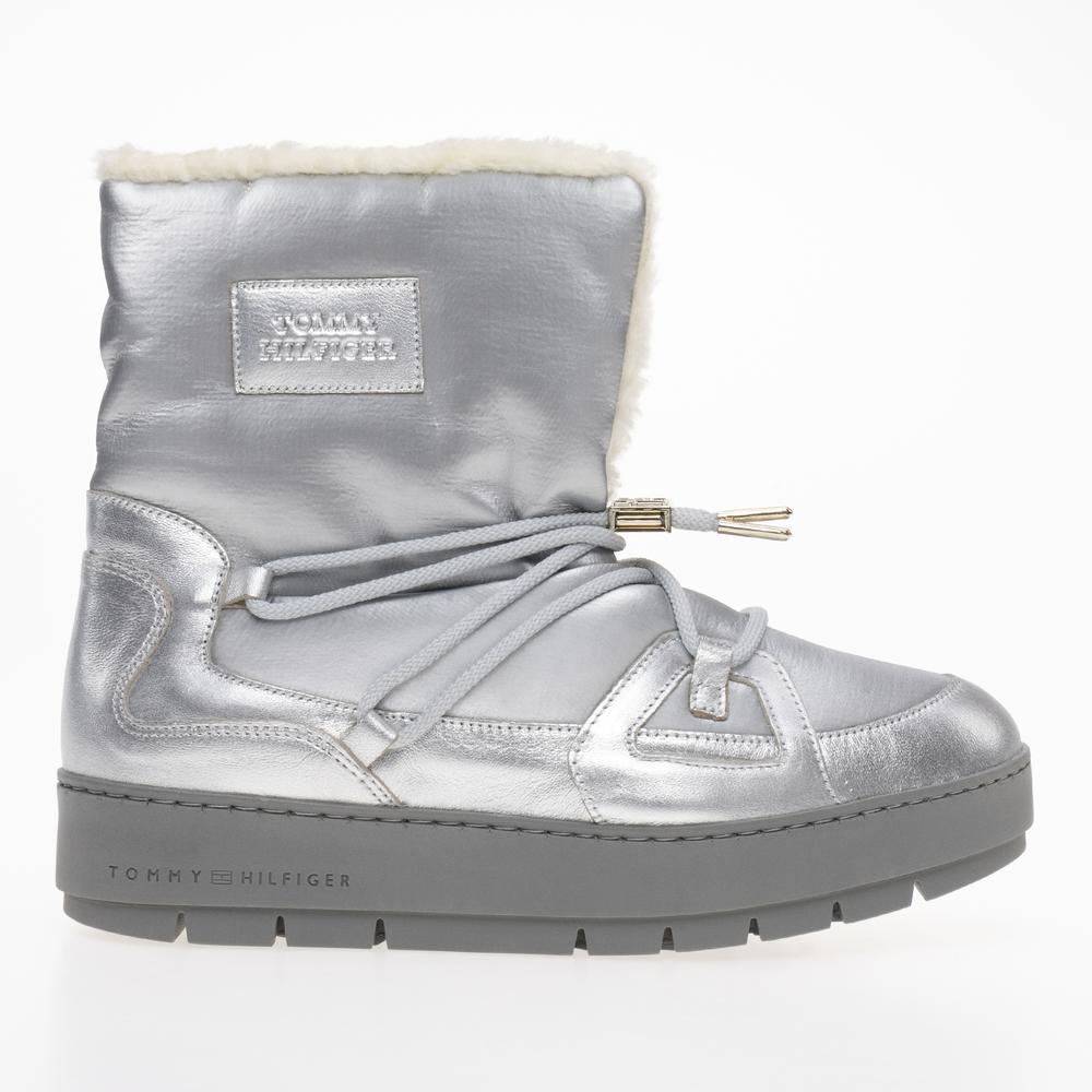 Topánky Tommy Hilfiger Tommy Essential Silver Boots FW0FW07506-0IM - strieborné