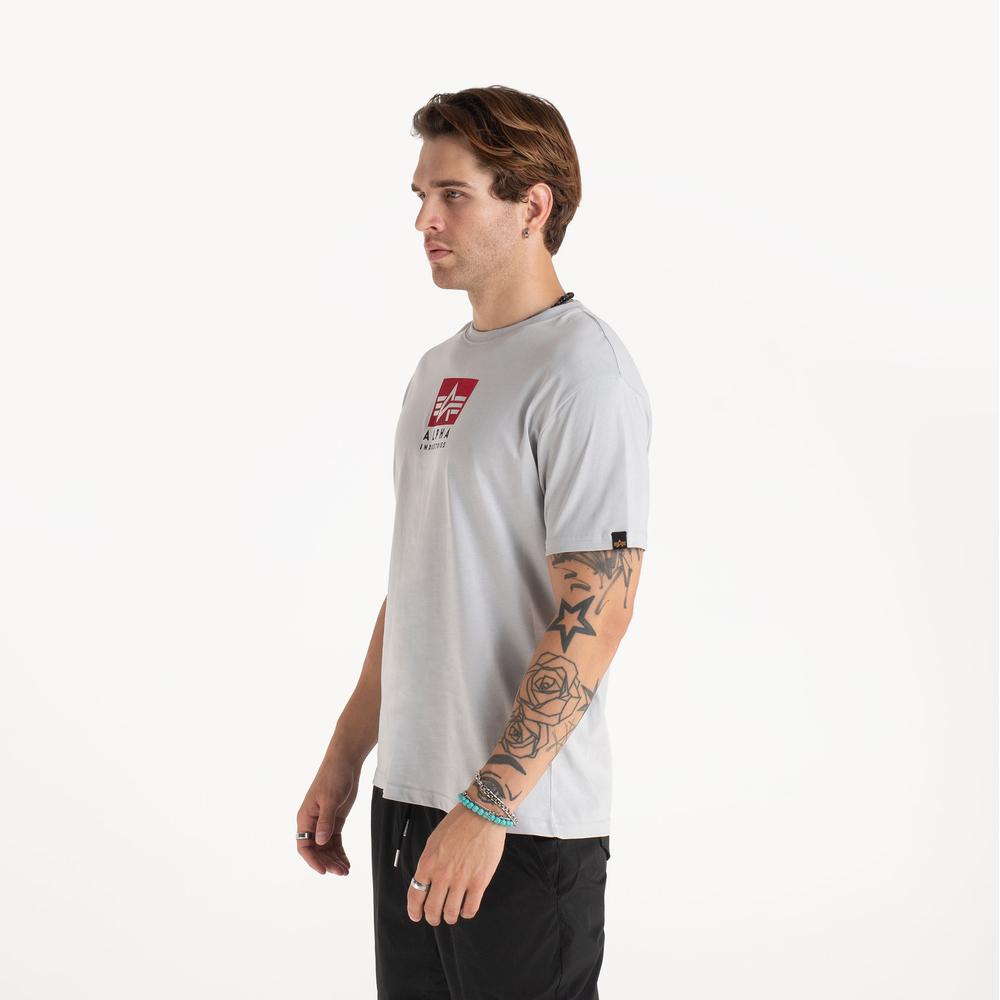 Tričko Alpha Industries Satin Logo 148513666 - šedý