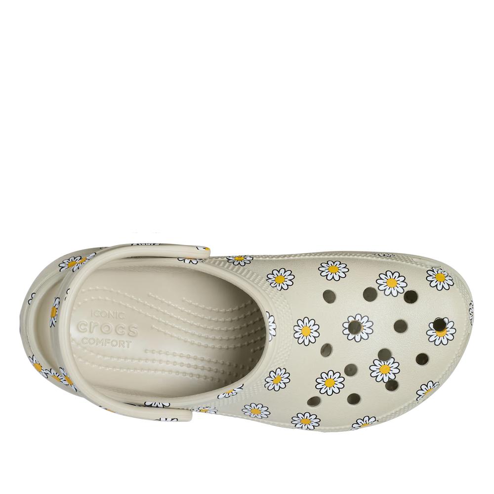 Klapky dámske Crocs Classic Platform Floral Clog 212668-1WY - šedý