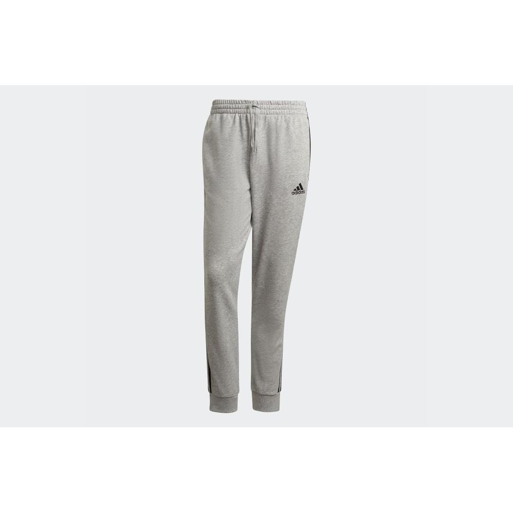 Nohavice adidas Essentials French Terry Tapered Cuff 3-Stripes Pants GK8889 - šedý