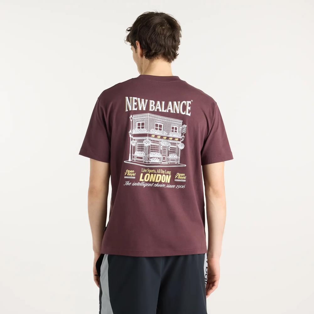 Pánske tričko New Balance Grab  Bite London MT62B9LIYLR - bordóvé
