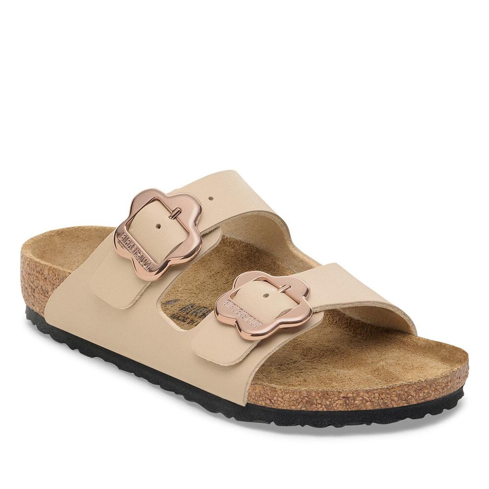 Klapky mládež Birkenstock Arizona Flower Buckle 1030419 - béžové